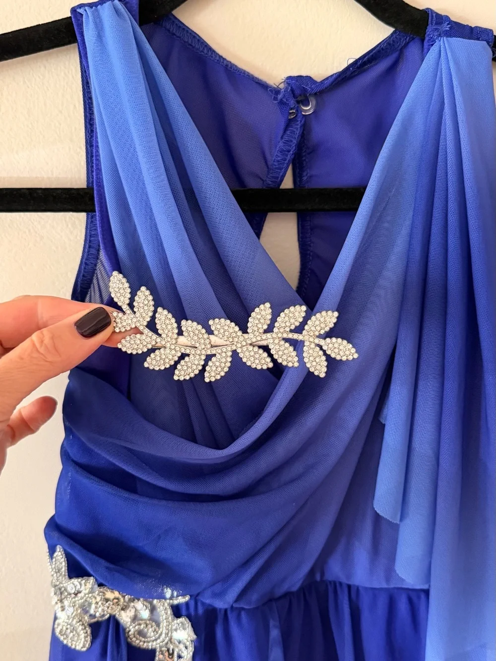 Weissman Girls Royal Blue Lyrical Dance Costume with Embellished Waist LC